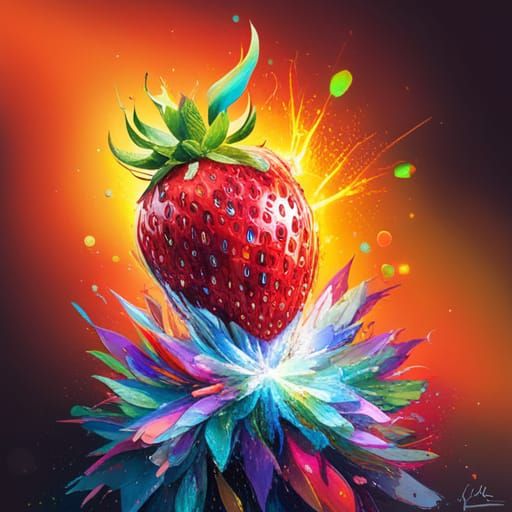 Exploding Strawberry Grenade Digital Illustration