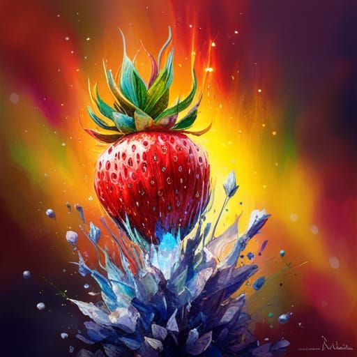 Explosive Strawberry Grenade Digital Art