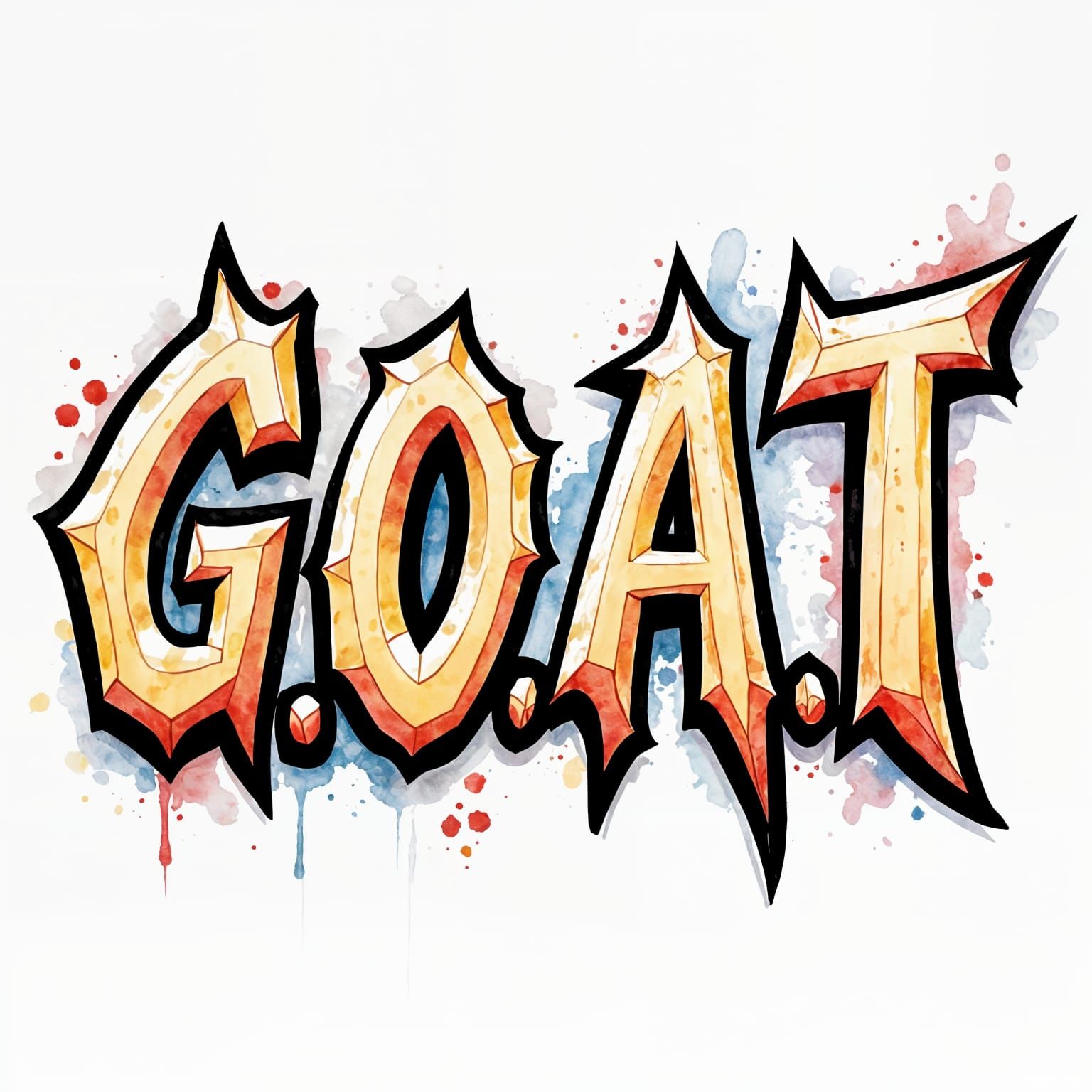 G.O.A.T. Logo Design with Abstract Watercolor Texture