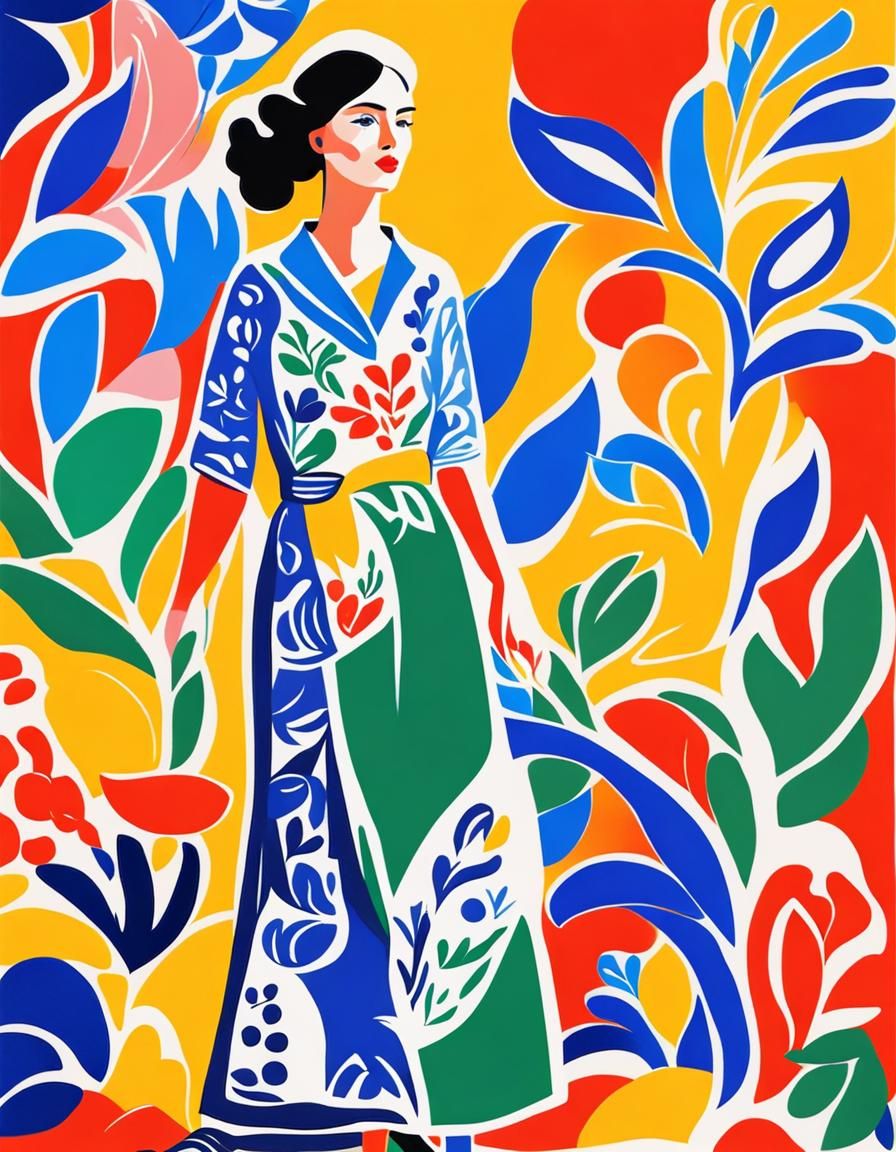 Fauvist Woman Wallpaper in Matisse Style