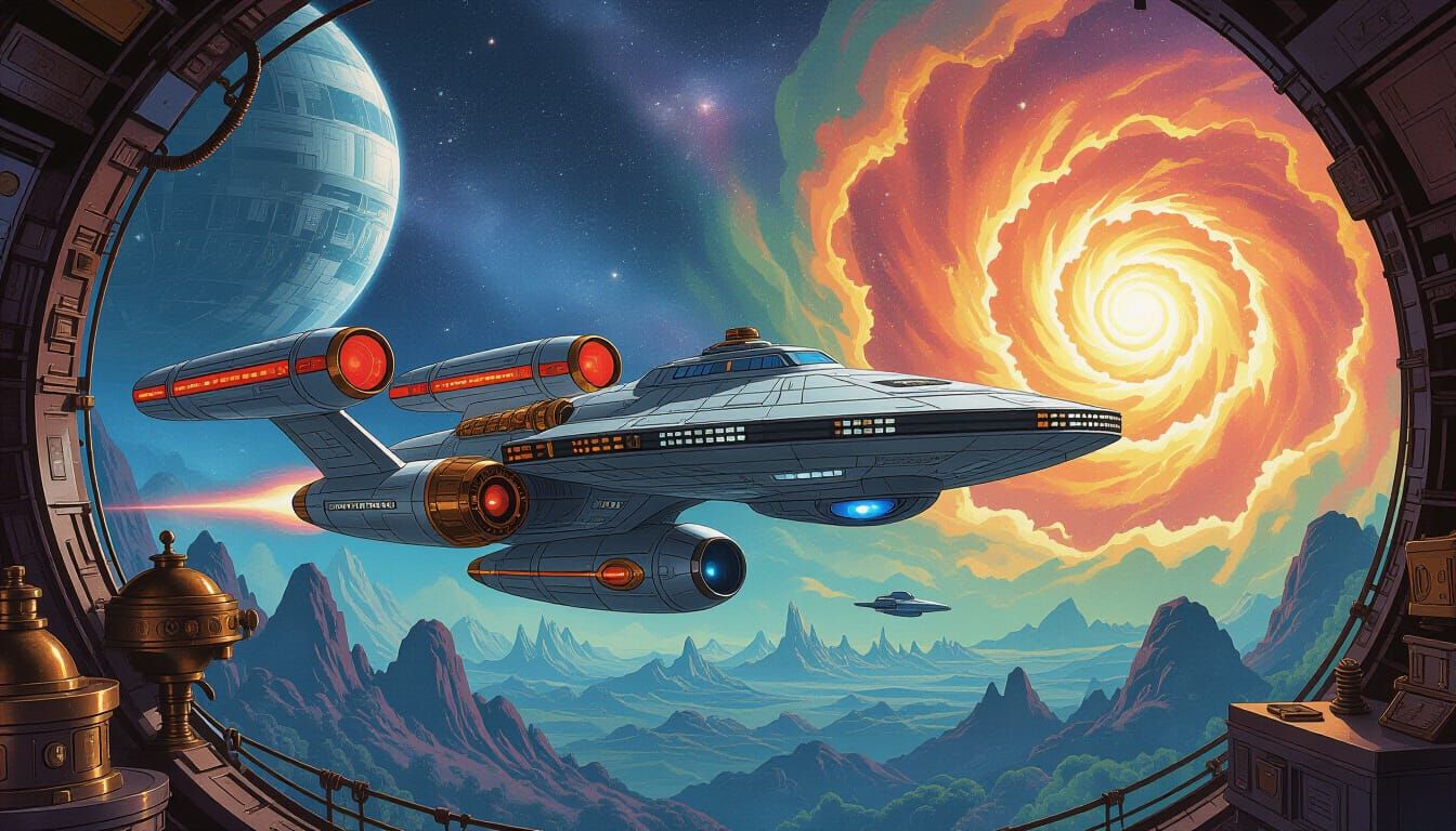 Steampunk Star Trek Enterprise Docks at DS9