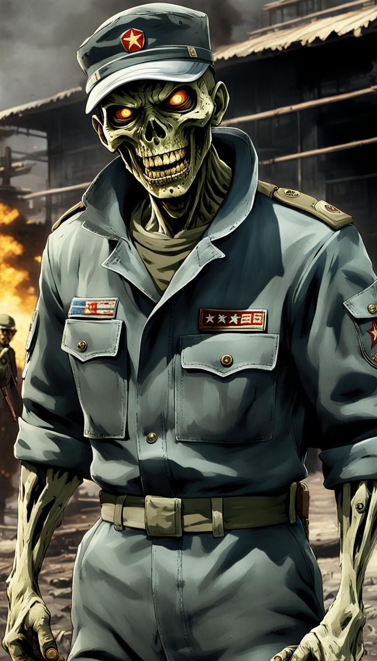Chinese Military Ghoul in Anime Art Style