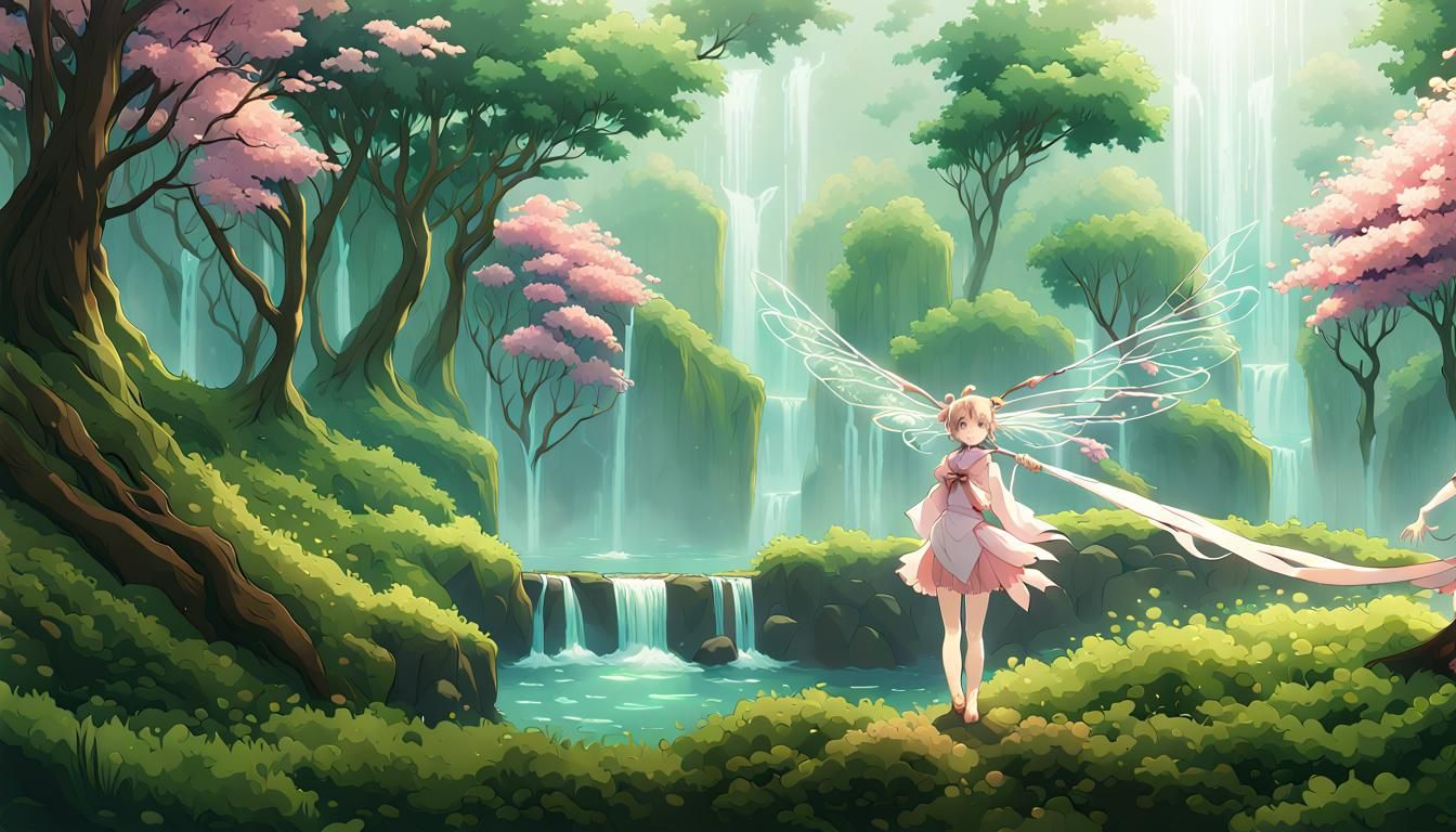 Anime Sylph with Blossoming Gateway in 8k