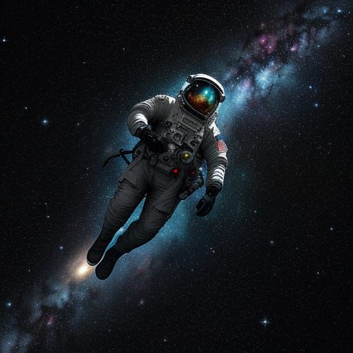 Astronaut in Cosmic Holographic Illustration