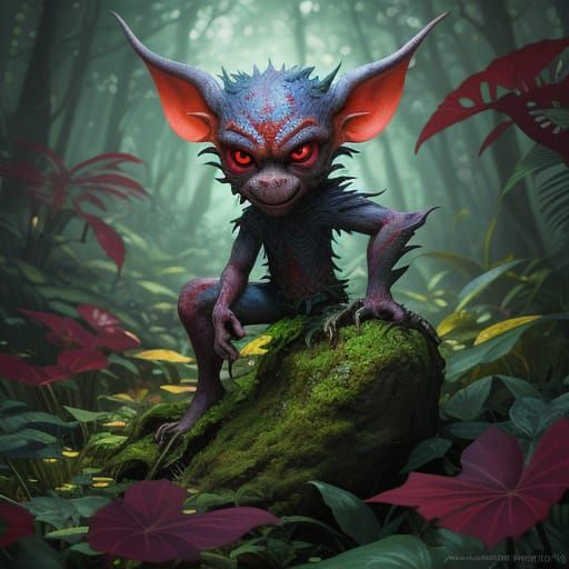 Pixar Style Mischievous Imp in Magical Forest