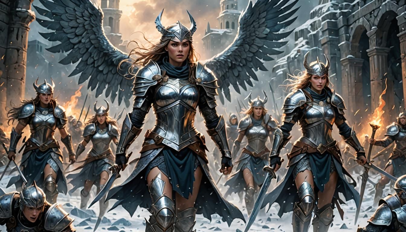 Valkyries Battle in Ancient Ruins