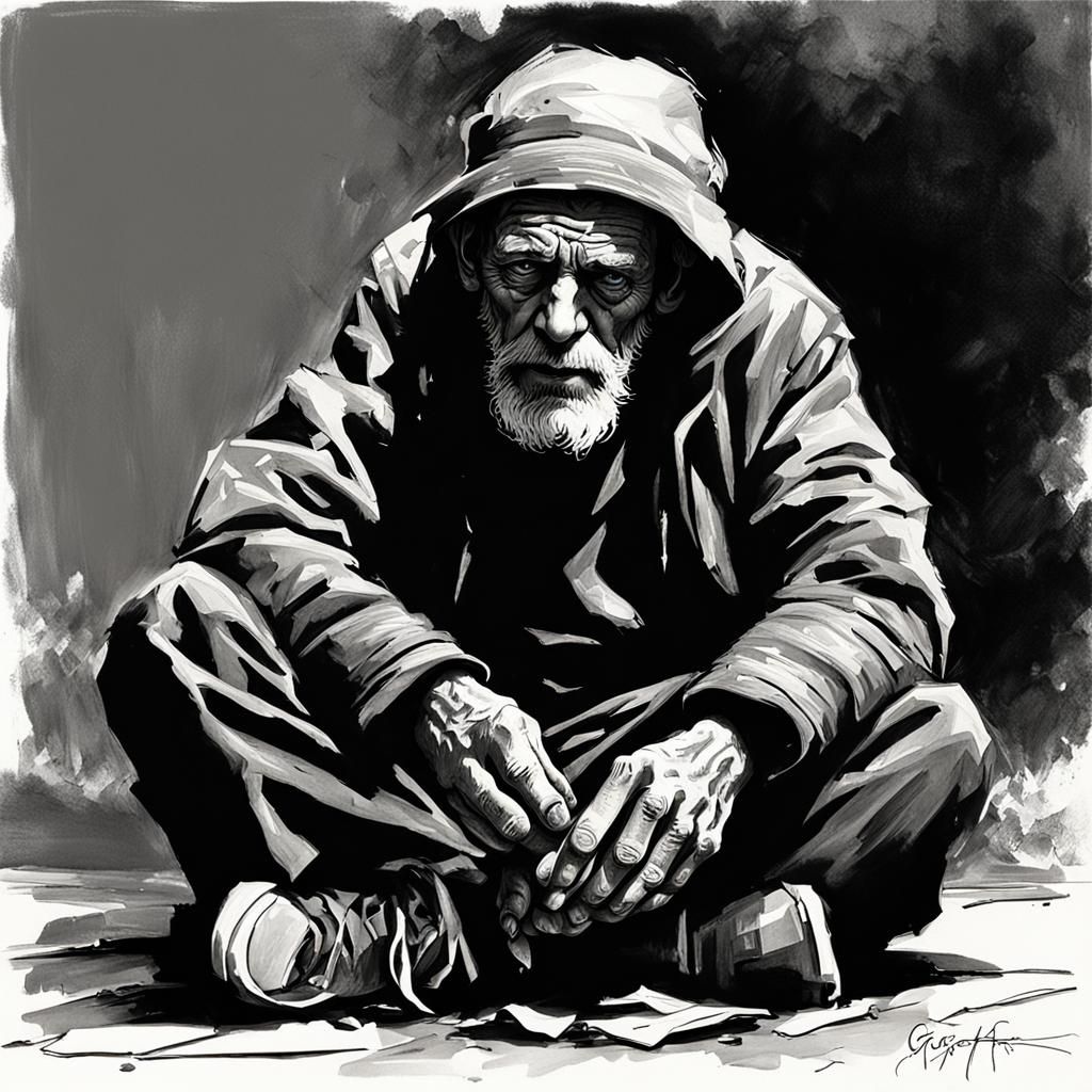 Sinister Beggar in Despair