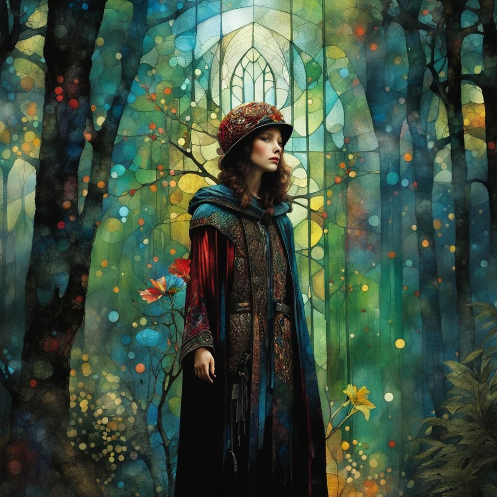 Art Brut Stained Glass Digital Illustration