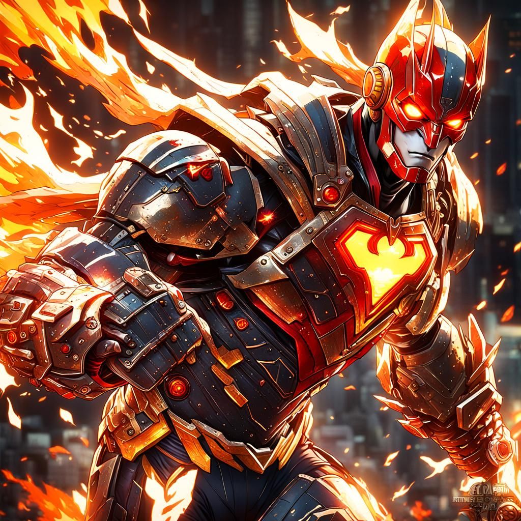 Dc comics superhero Firestorm By artist "anime", 3d anime ar...