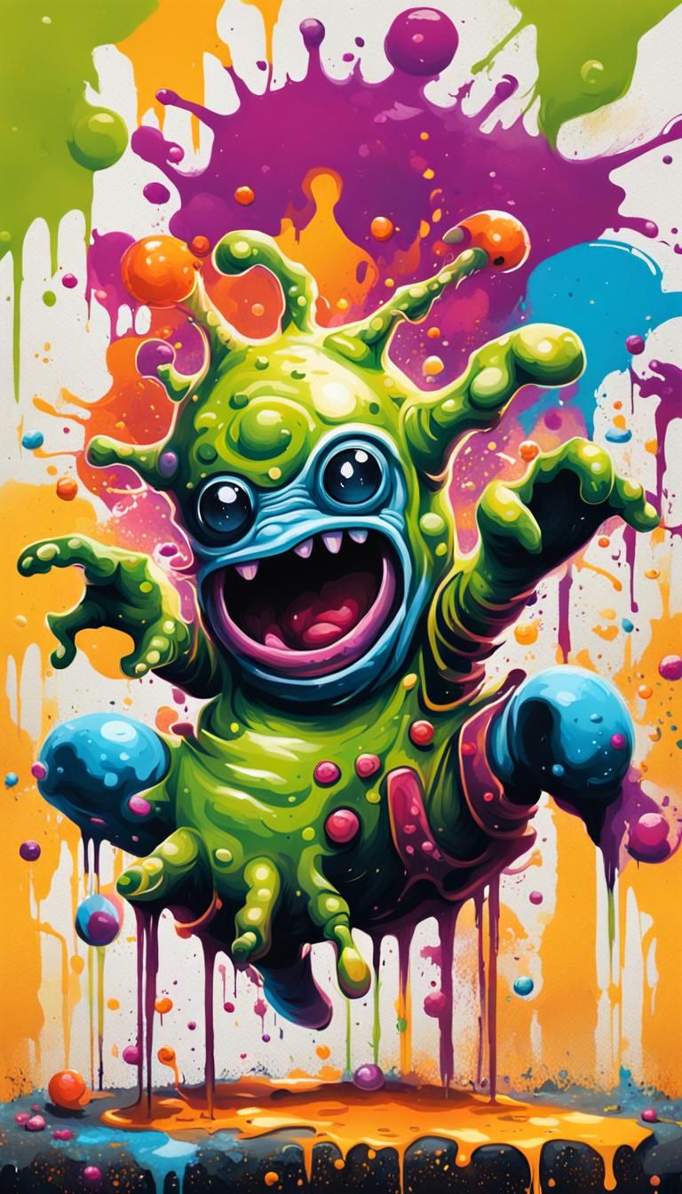Dancing Nurgling in Graffiti Splash Art Style