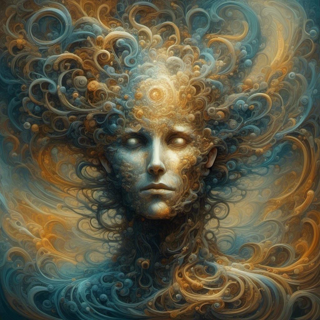 Fractal image am I human, am I AI, do you know, do I know <l...