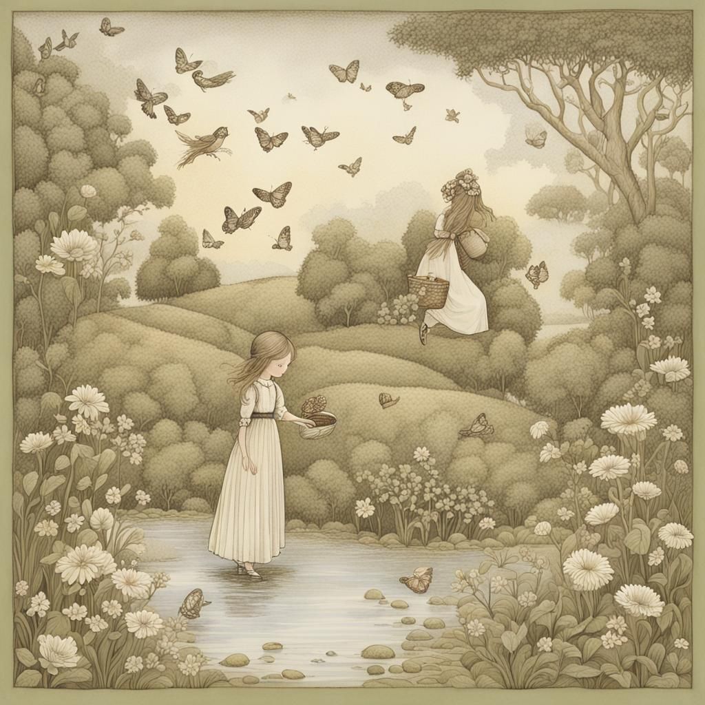 Enchanting Fairy Tale Illustration in Golden Age Style