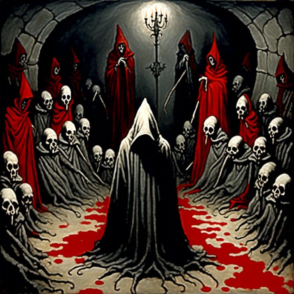 Eerie Dark Fantasy Ritual in Underground Cavern