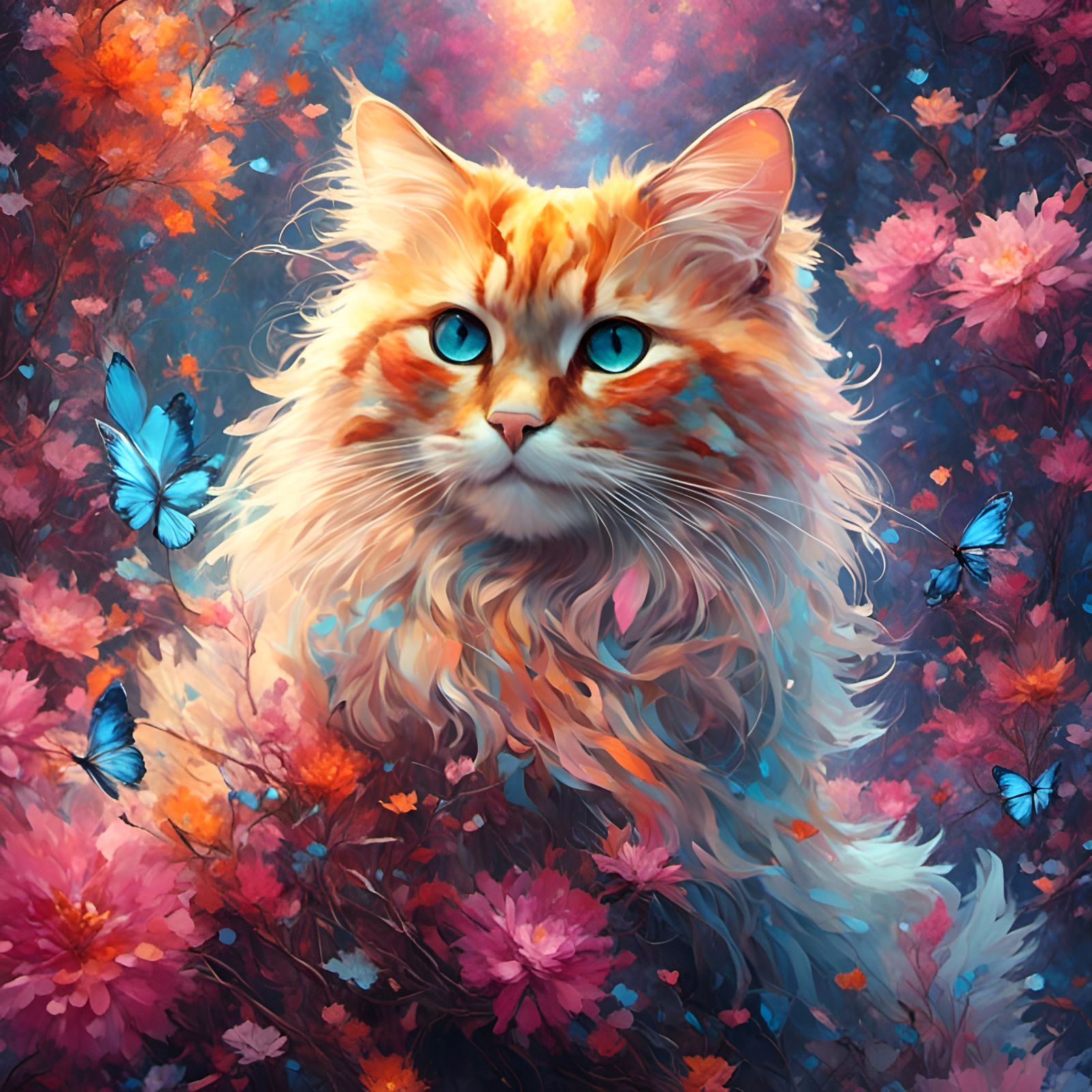 <lora:Award winning:1.0> beautiful fluffy cat, fantasy background