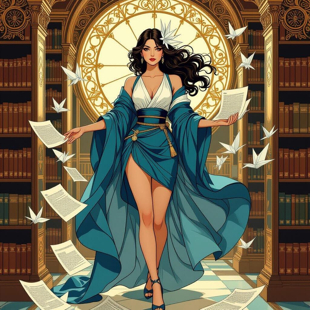 Deity in Business Attire, Art Nouveau Style