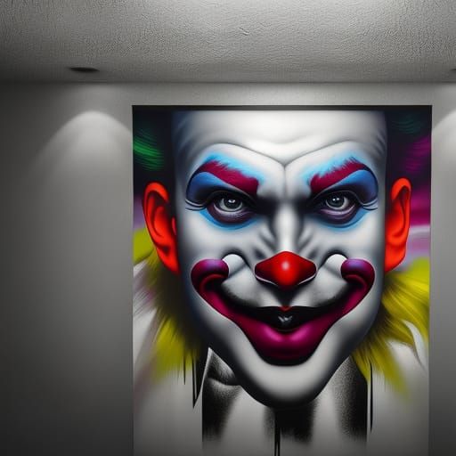 Clown Fresco Street Art in Expressionist Style
