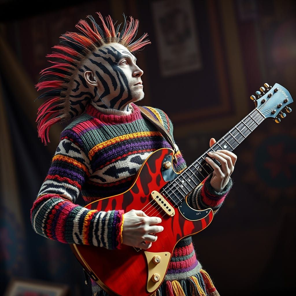 Epic Cinematic Portrait of a Colorful Zebra Man with Intrica...