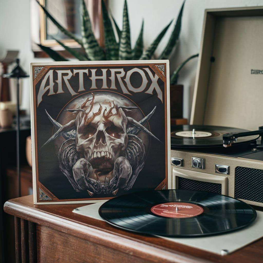 Arthrox Record Sleeve on Wooden Table