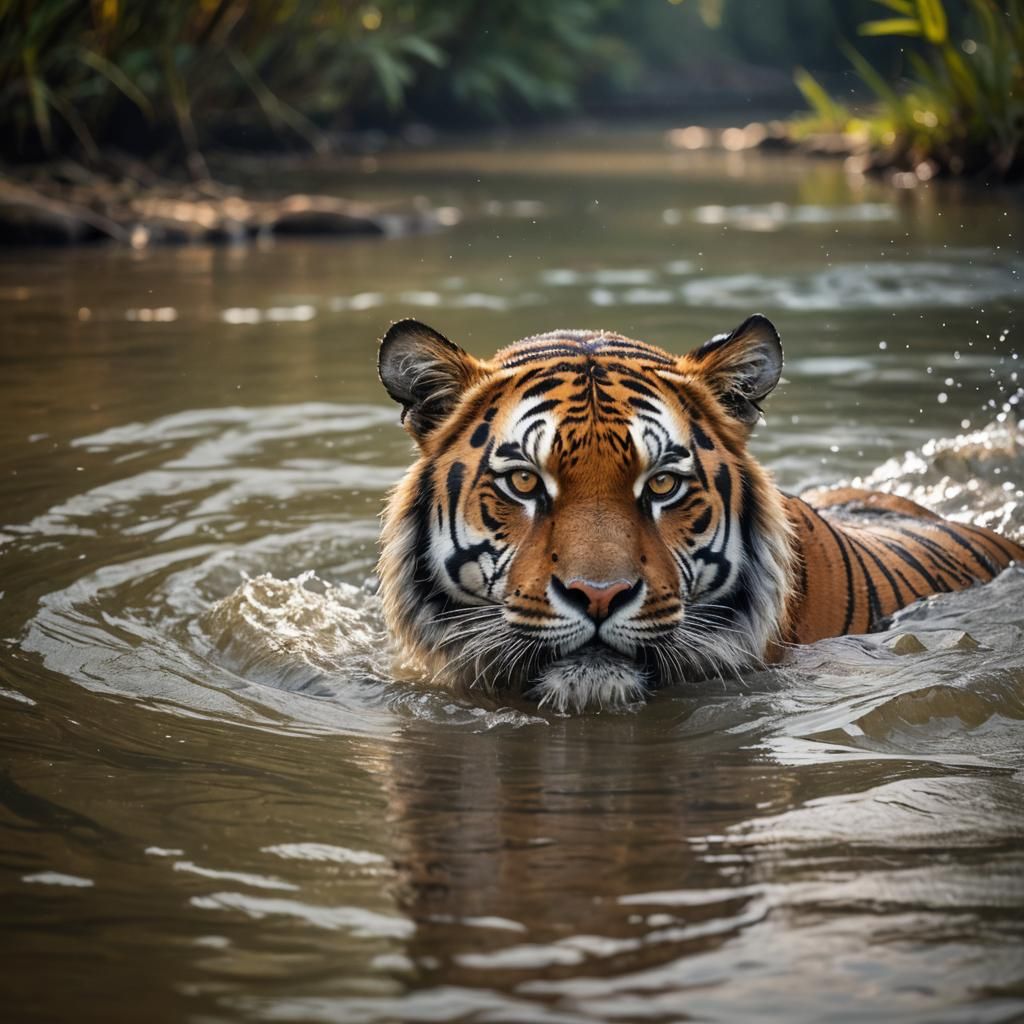 Tiger Swimming: Wildlife Macro Photography