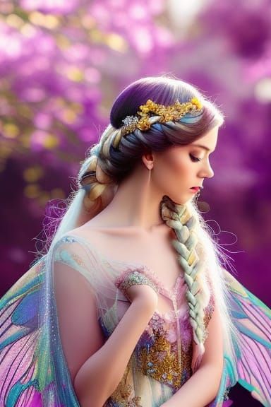 Enchanting Rose Fairy Portrait with Braided Petal Hair