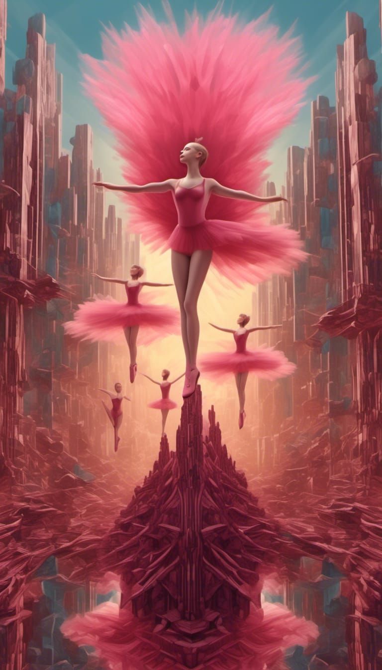 Pink Ballerinas in Sci-Fi Maximalist Dreamscape