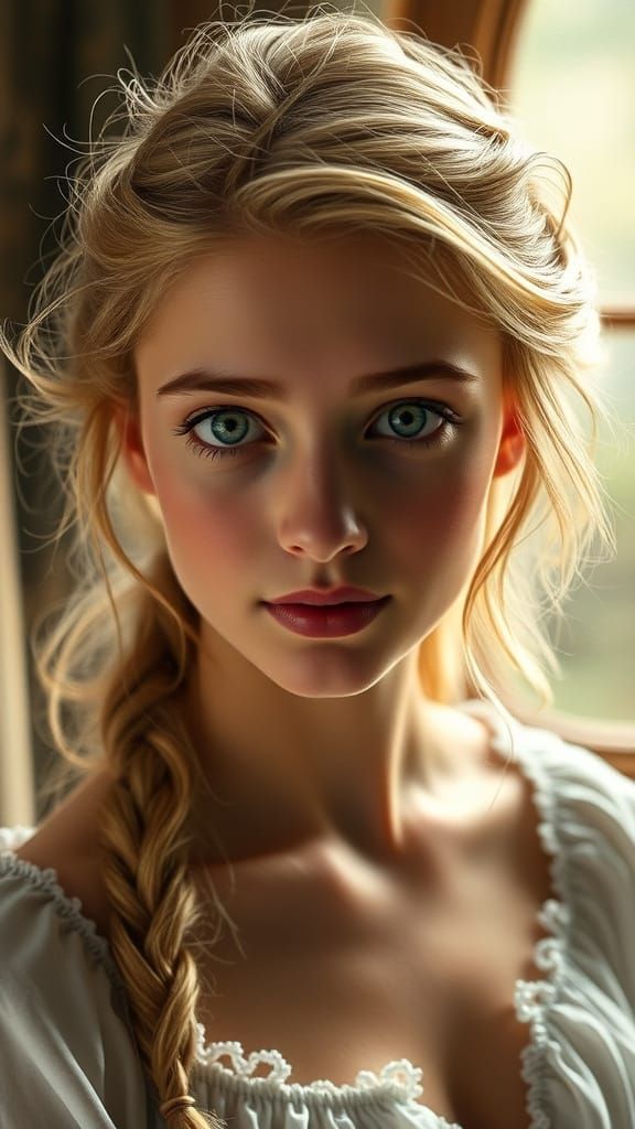 Elegant 18th Century Englishwoman in Feline-Inspired Pastora...