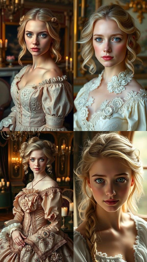 English Rose with Feline Whispers in 18th Century Attire