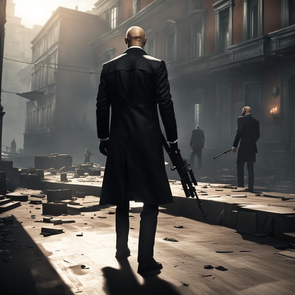 Hitman on Rooftop Aims Sniper, Explosion Reflected