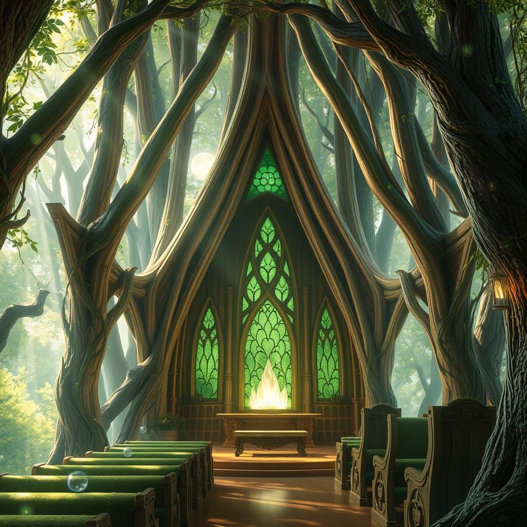 Ancient Elven Chapel in Dreamlike Style