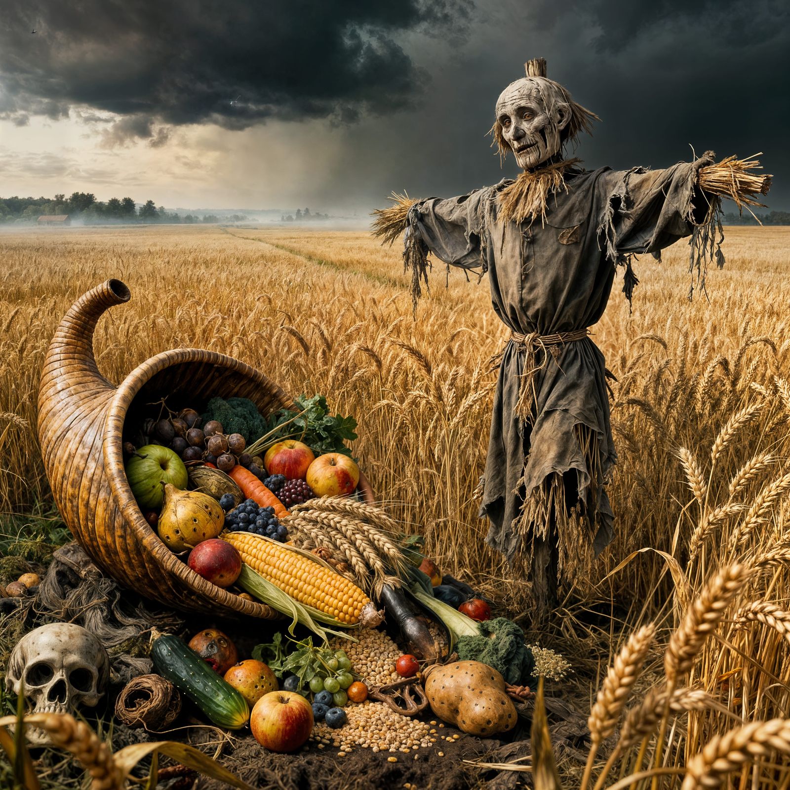 Feldgeister Scarecrow with Cornucopia in Rye Field