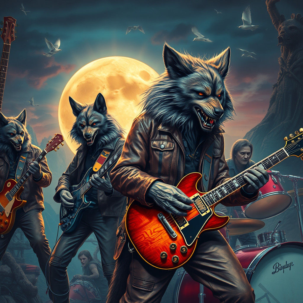 Werewolf Rock Band in Concert: Digital Matte Painting