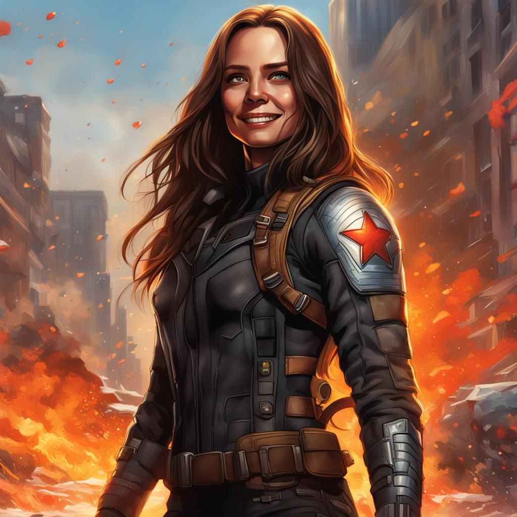 Winter Soldier Woman Portrait in Splash Art Style