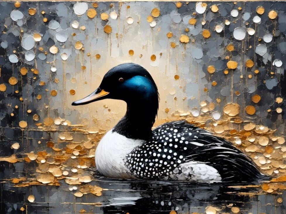 Hyperrealistic Loon in Encaustic Impasto Oil Painting