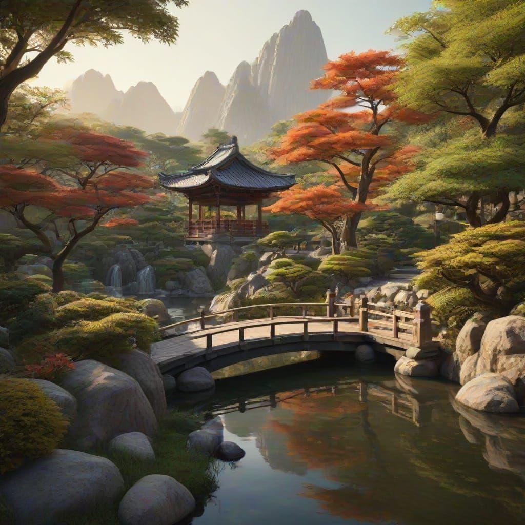 Animated Figures in Relief on Stone in Japanese Garden