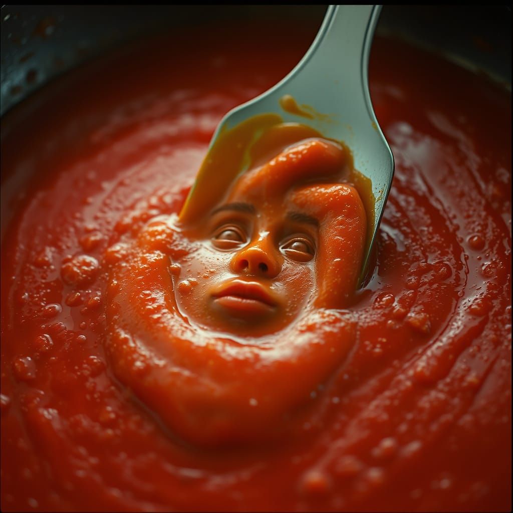 Face in Sauce: Cinematic Skillet Film Still