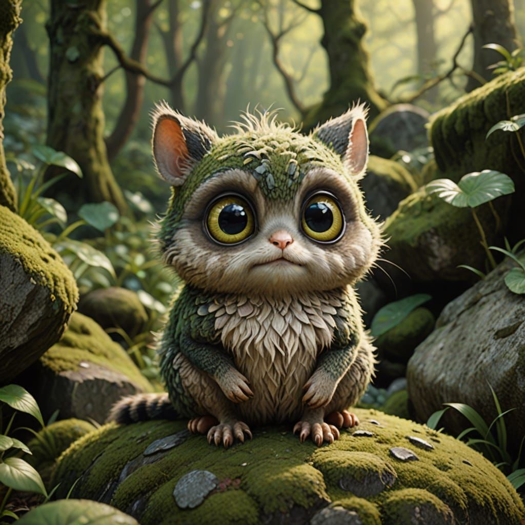 Whimsical Furry Friend in Earthy Tones