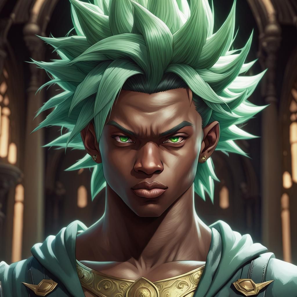 Gothic Super Saiyan Portrait in Hyperdetailed Digital Art