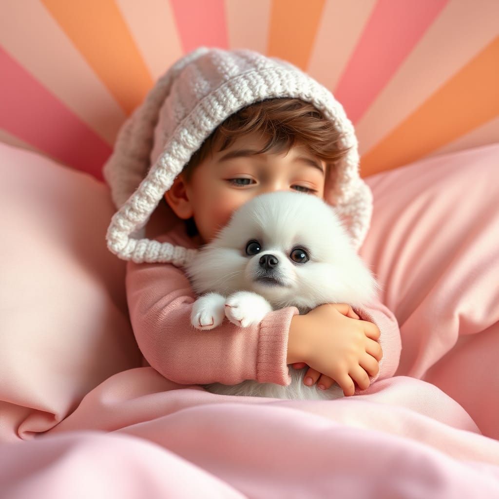 Boy and Pomeranian Puppy in Animated 3D Art