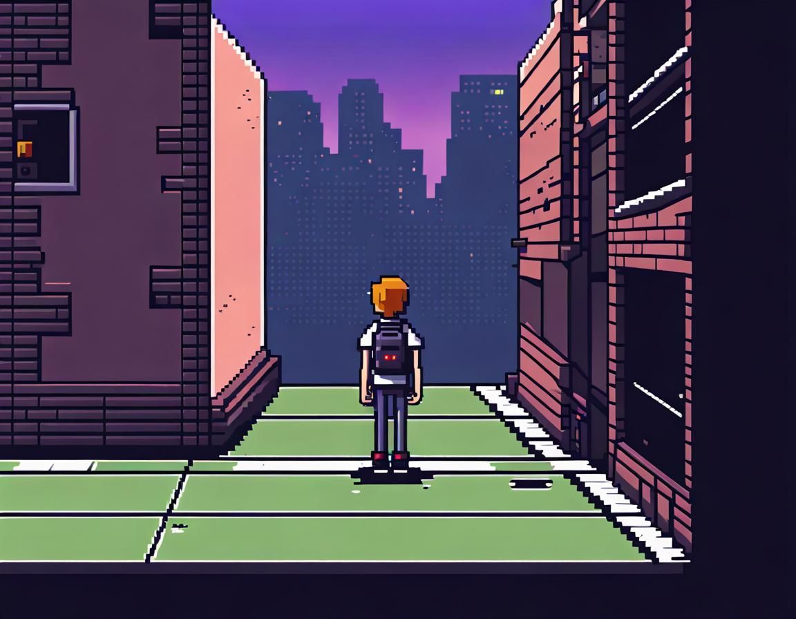 90s Pixel Art Teenager in Retro Horror Game