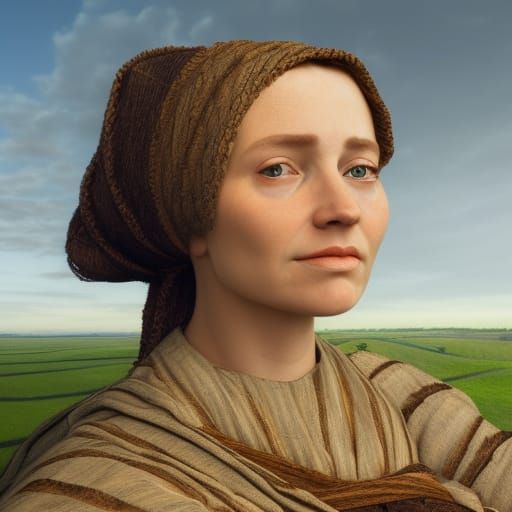Medieval Peasant Woman Portrait in Renaissance Style