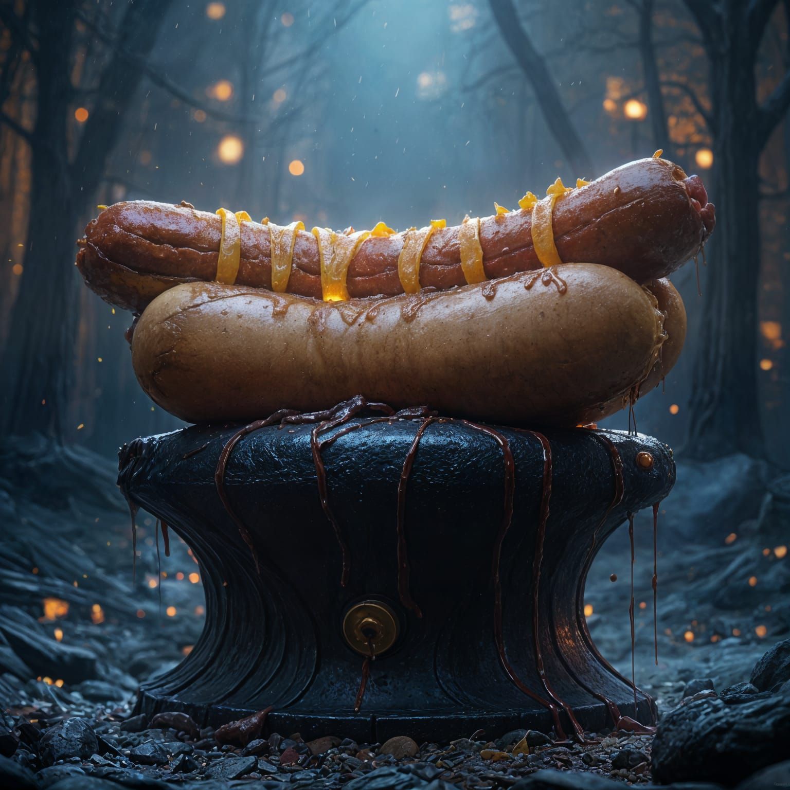 Epic Dark Fantasy Hotdog Masterpiece in Intricate Detail