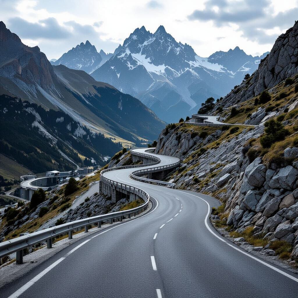 Colle dell'Agnello Alpine Pass Ascent DSLR Photograph