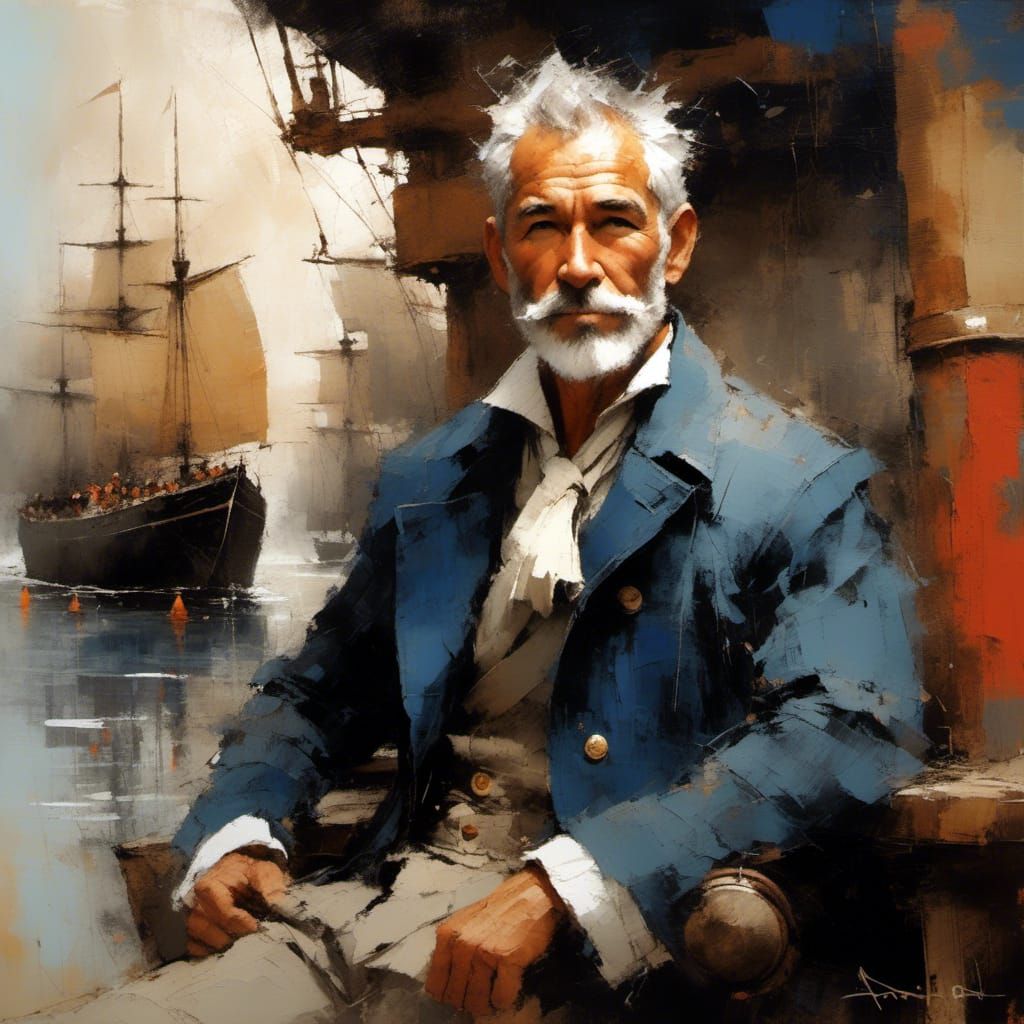 Gracious Sailor in Impressionistic Oil Painting