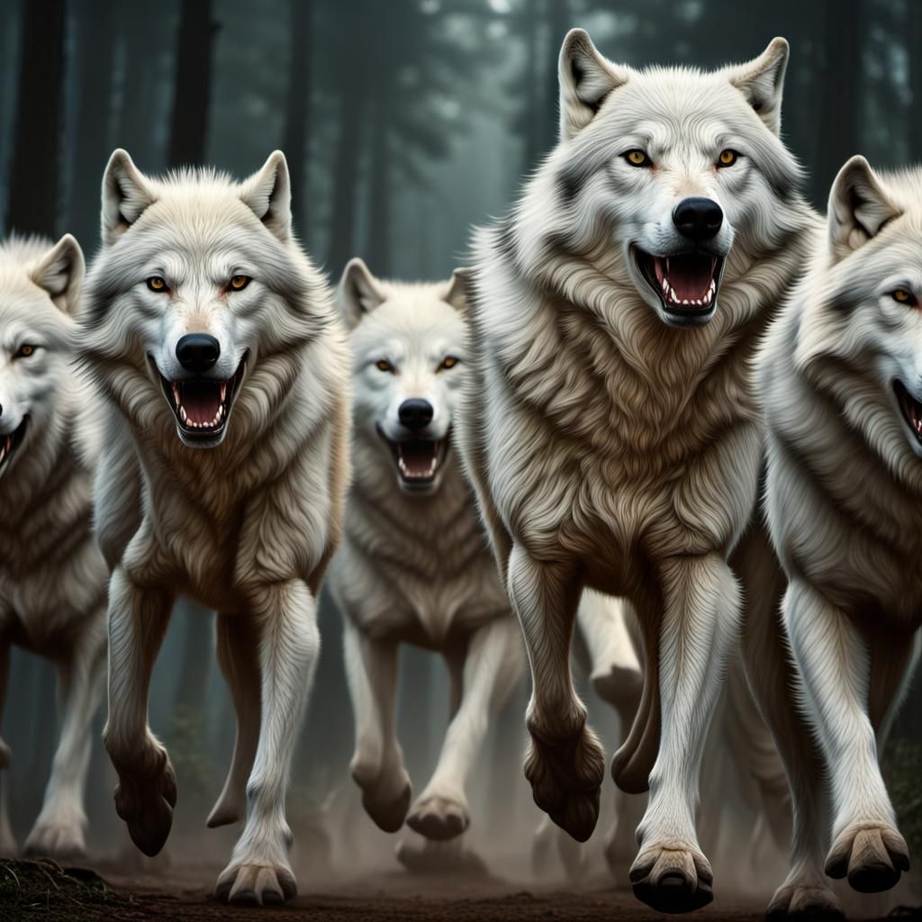 White Wolves Approaching: Cinematic Digital Portrait