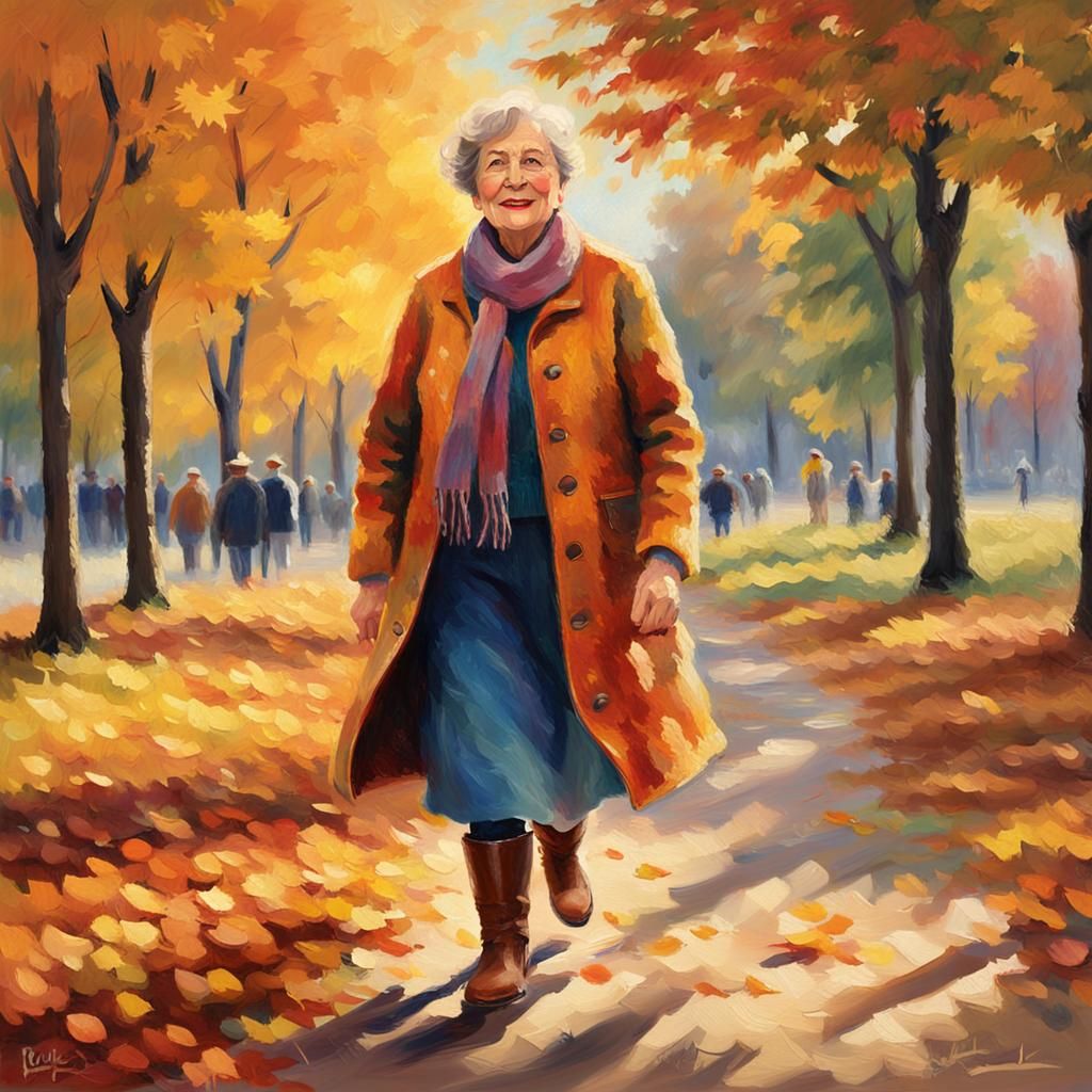 Autumn Park Walk in Impressionist Style