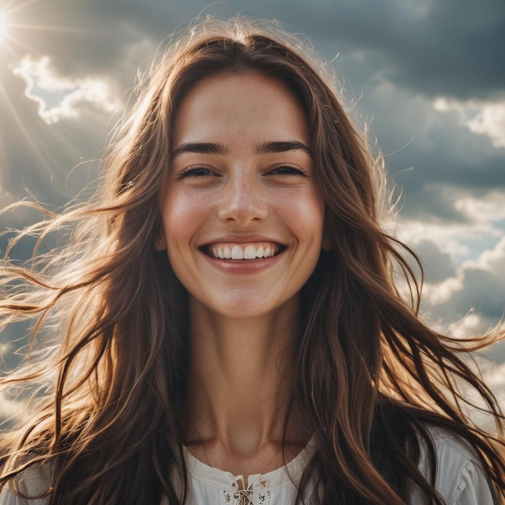 Smiling Girl in Divine Sunshine