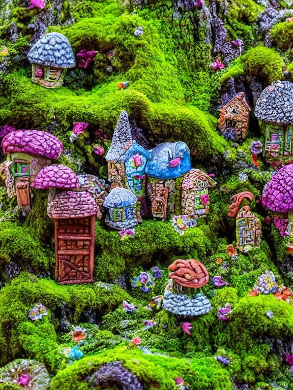 Bioluminescent Elf Village Under Ancient Tree Roots