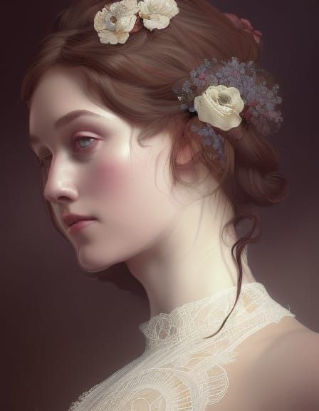 Victorian Lady Portrait in Hyperdetailed Style