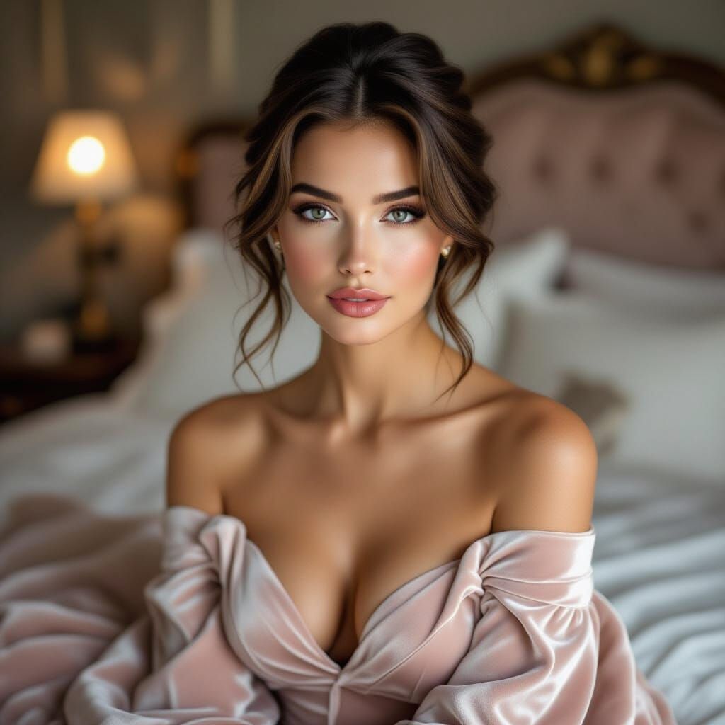 Elegant Boudoir Couture Portrait with Soft Lighting