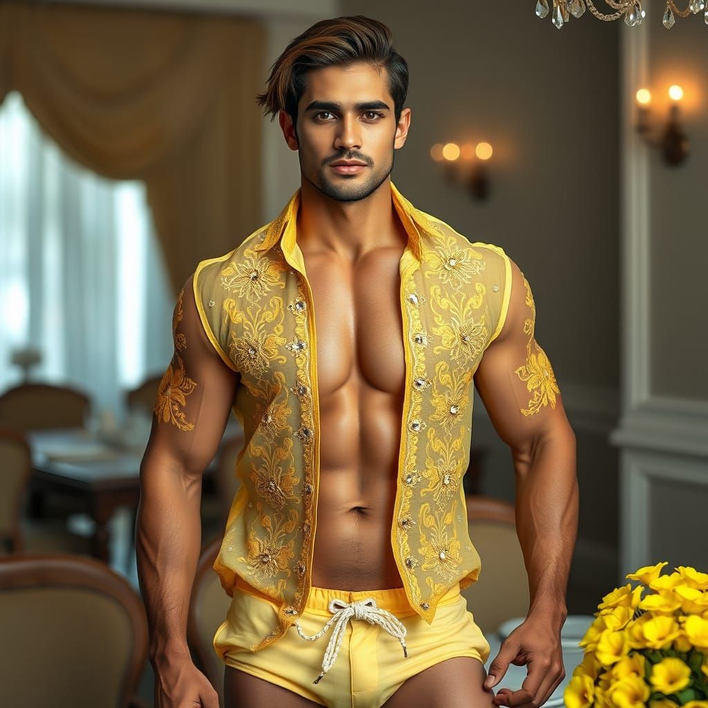 Handsome Indian Man in Diamond Embellished Outfit
